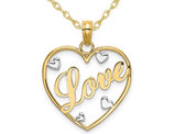 10K Yellow Gold Love Heart Pendant Necklace with Chain